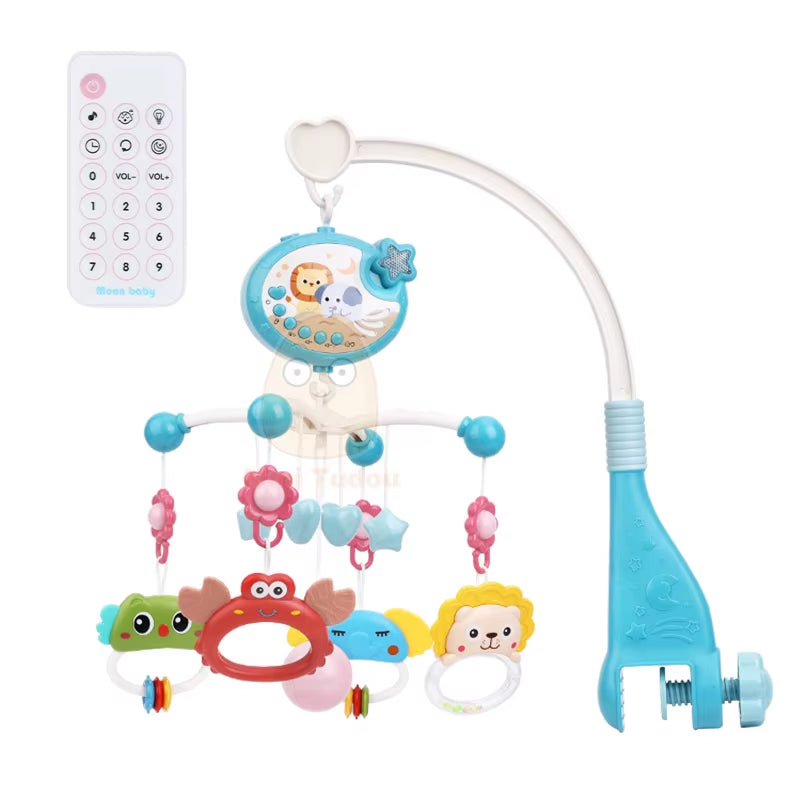 Baby Crib Mobile Rattle Toy for 0-12 Months Infant Rotating Musical Projector Night Light Bed Bell Educational for Newborn Gift