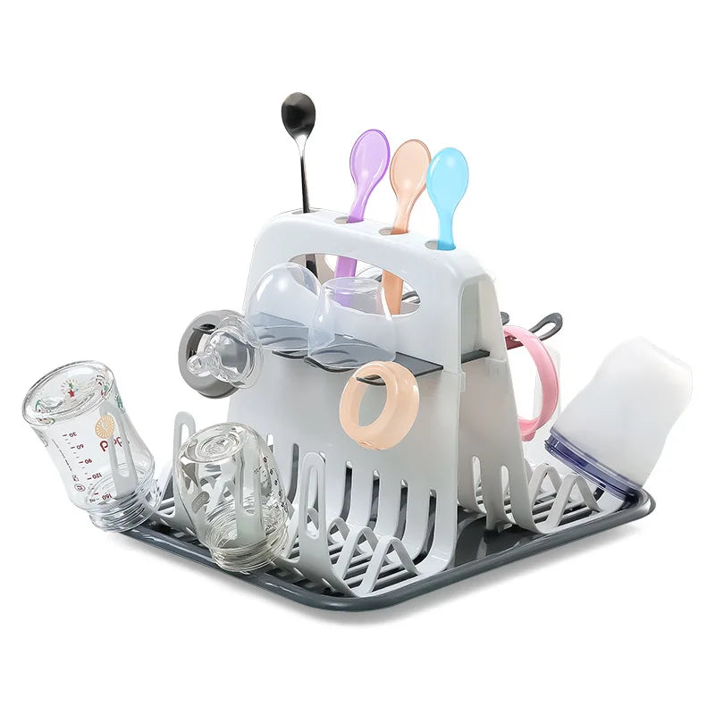 Baby Bottle Drying Rack Portable Cleaning Dryer Baby Bottle Dryer Holder for Feeding Bottles Accessories Drain Tray Water Cup