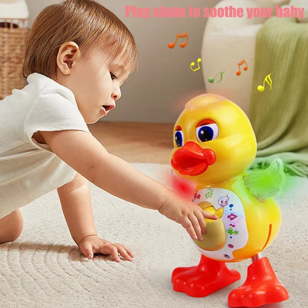 Electric Dancing Duck Funny Blink Eyes Flashing Light Shake the Body Cute Musical Cartoon Animal Educational Toy Children Gift